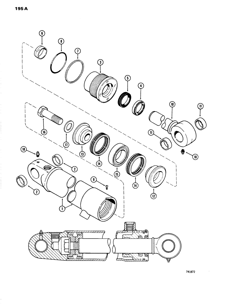 Схема запчастей Case W14 - (195A) - G33770 & G33771 CLAM CYLINDERS, GLAND HAS IDENTIFICATION (08) - HYDRAULICS