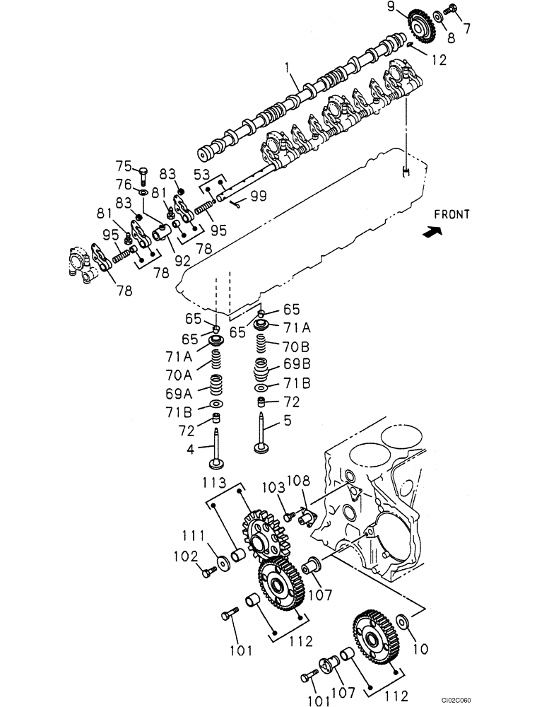 Схема запчастей Case CX460 - (02-20) - CAMSHAFT - VALVE MECHANISM (02) - ENGINE