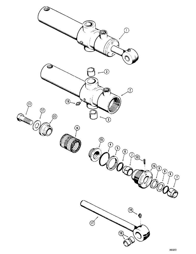 Схема запчастей Case 1150 - (222) - D36345 RIPPER CYLINDER (07) - HYDRAULIC SYSTEM