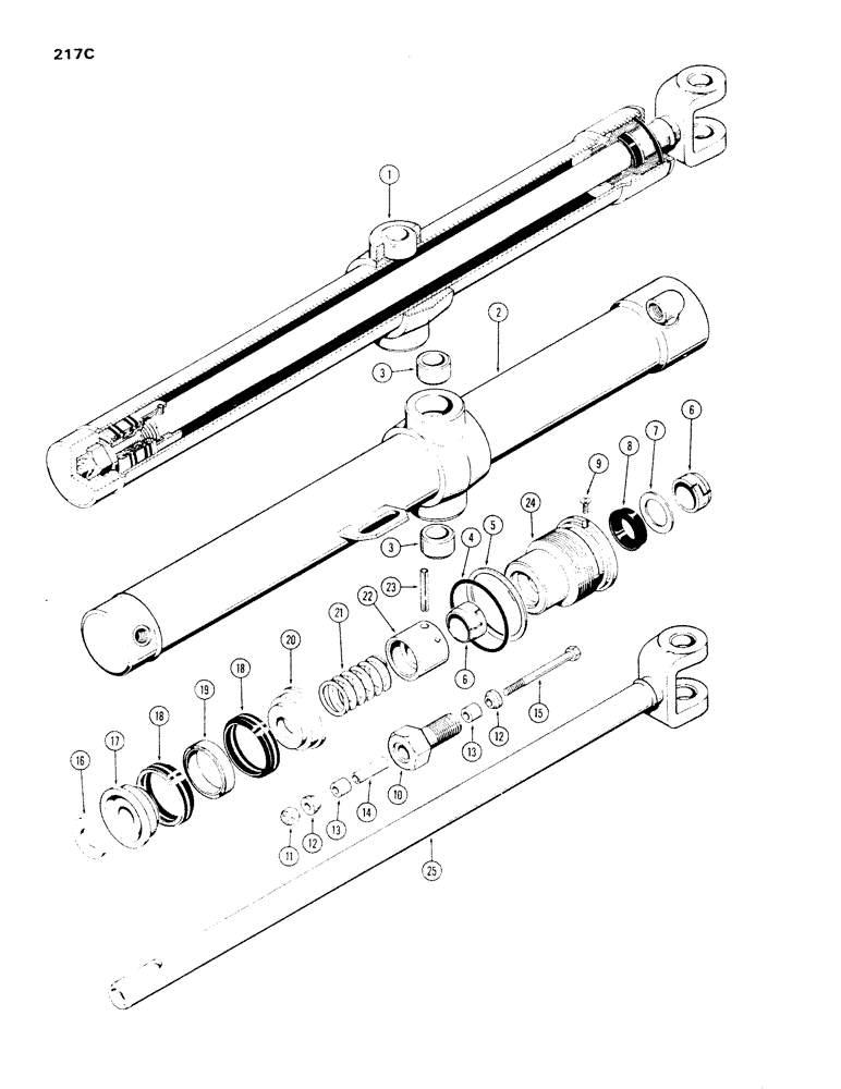 Схема запчастей Case 1150 - (217C) - LIFT CYLINDER, POWER TILT DOZER, 3-1/2" I.D. X 32-1/4" STROKE W/ SPLIT SNAP-IN OUTER ROD WIPER (07) - HYDRAULIC SYSTEM