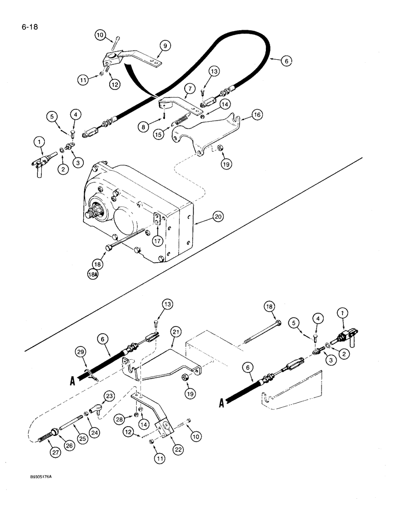 Схема запчастей Case 360 - (6-18) - TRANSMISSION CONTROLS (06) - POWER TRAIN