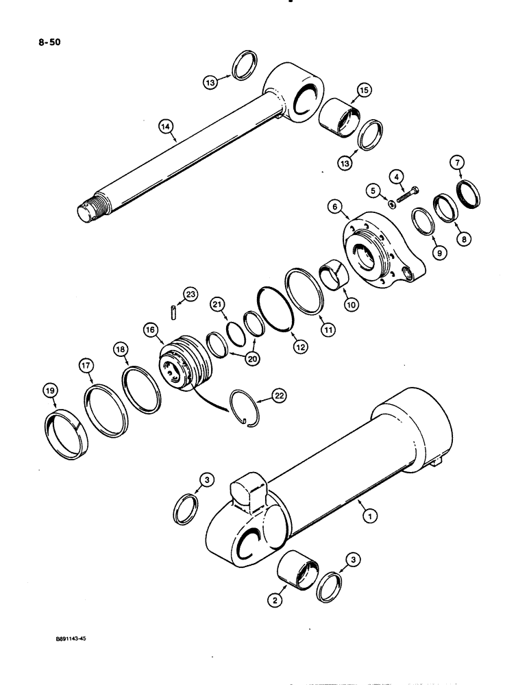 Схема запчастей Case 621 - (8-50) - BUCKET CYLINDER, 1980354C1, P.I.N. JAK0020286 THRU P.I.N. JAK0020900 (08) - HYDRAULICS
