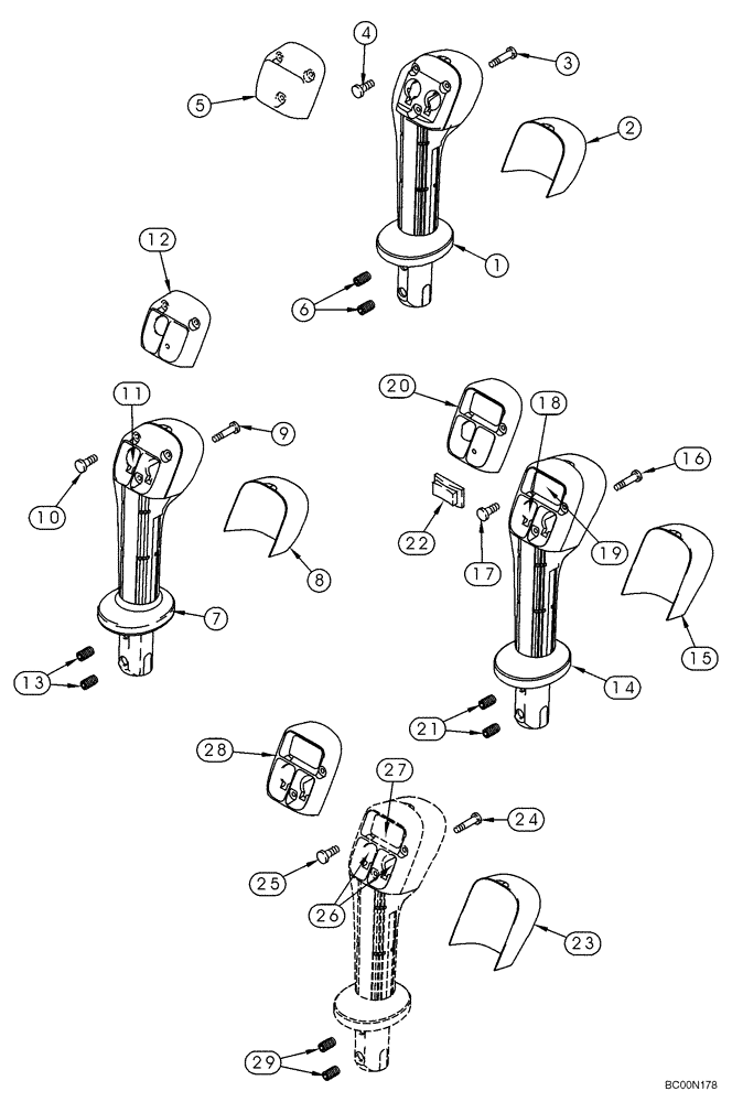 Схема запчастей Case 85XT - (04-17) - CONTROLS, RIGHT HAND - HANDLE (04) - ELECTRICAL SYSTEMS