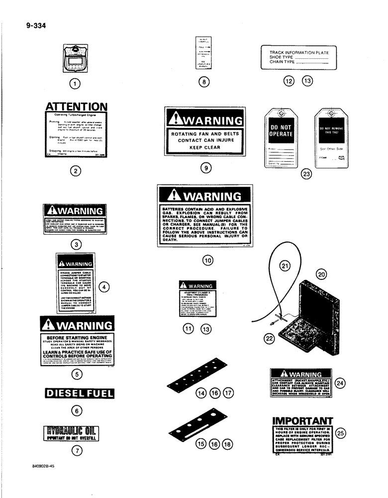Схема запчастей Case 1080B - (9-334) - DECALS (09) - CHASSIS