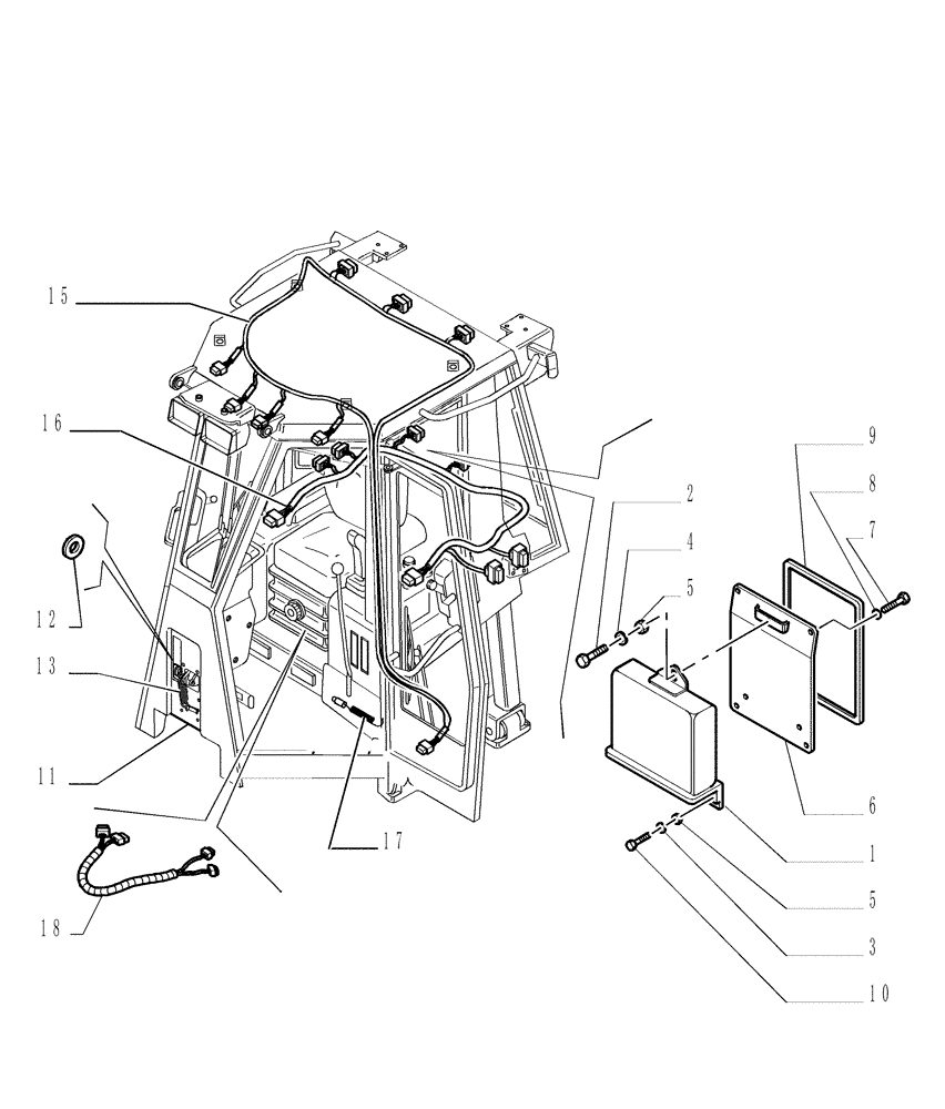 Схема запчастей Case 1850K - (9.653[16]) - ROPS CAB - ELECTRIC COMPONENTS - OPTIONAL CODE 784110191 (19) - OPTIONS
