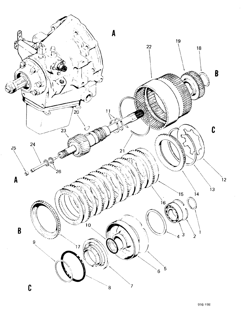Схема запчастей Case 580F - (066) - TRANSMISSION POWER SHUTTLE, GEAR AND CLUTCH (21) - TRANSMISSION