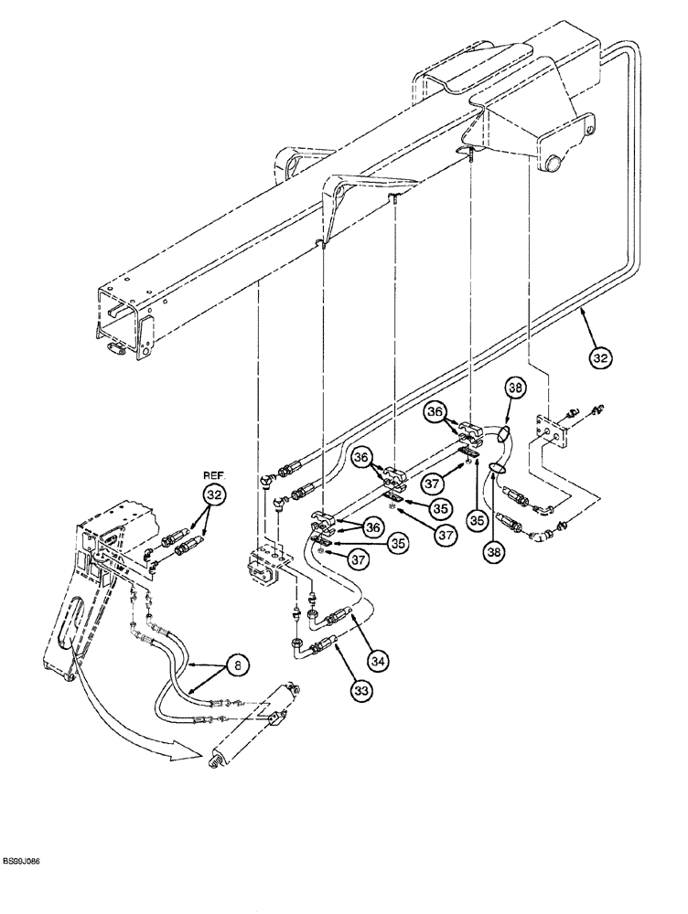 Схема запчастей Case 689G - (08-40) - TILT CYLINDER HYDRAULICS (08) - HYDRAULICS