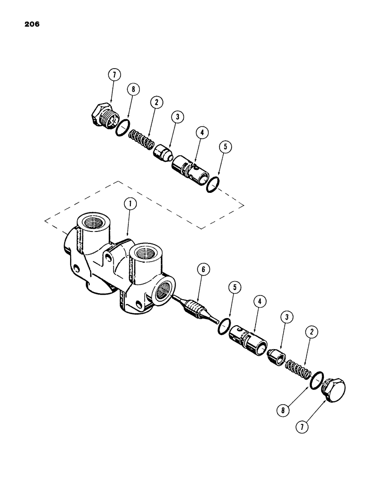 Схема запчастей Case 980B - (206) - LEVELER CHECK VALVE (07) - HYDRAULIC SYSTEM