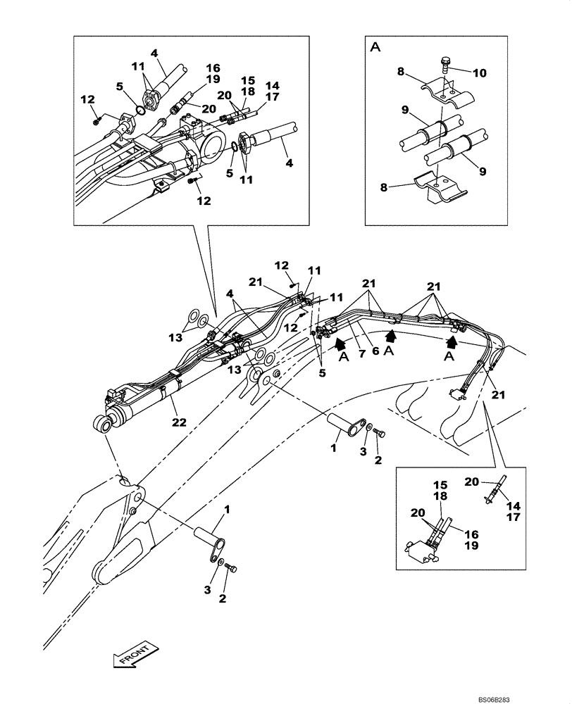 Схема запчастей Case CX700 - (08-018-00[01]) - HYDRAULIC CIRCUIT - DIPPER CYLINDER (WITH VALVE, PRESSURE RELIEF) (08) - HYDRAULICS