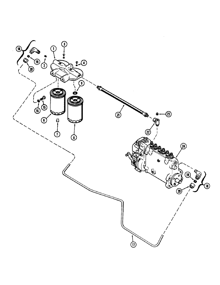 Схема запчастей Case W9E - (030) - FUEL INJECTION FILTER SYSTEM, (401B) DIESEL ENGINE, 1ST USED ENG. SN. 2323001 (03) - FUEL SYSTEM