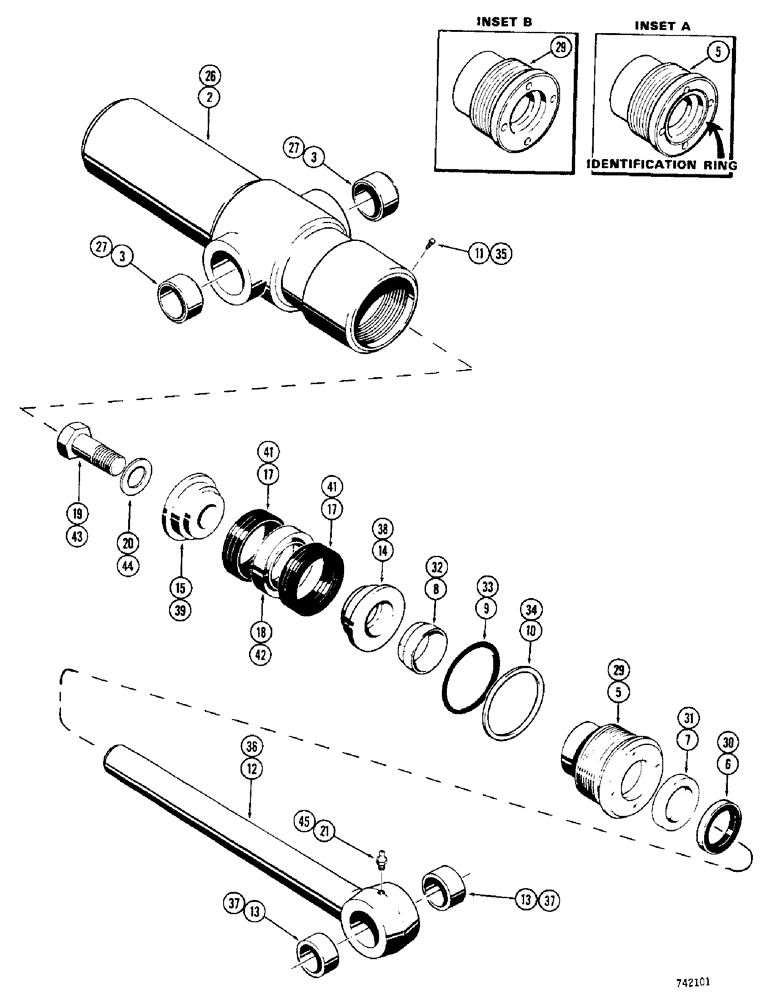 Схема запчастей Case 350 - (322) - G33470 AND G32480 RIPPER CYLINDERS WITH SPLIT INNER ROD WIPER AND SOLID OUTER ROD WIPER (07) - HYDRAULIC SYSTEM