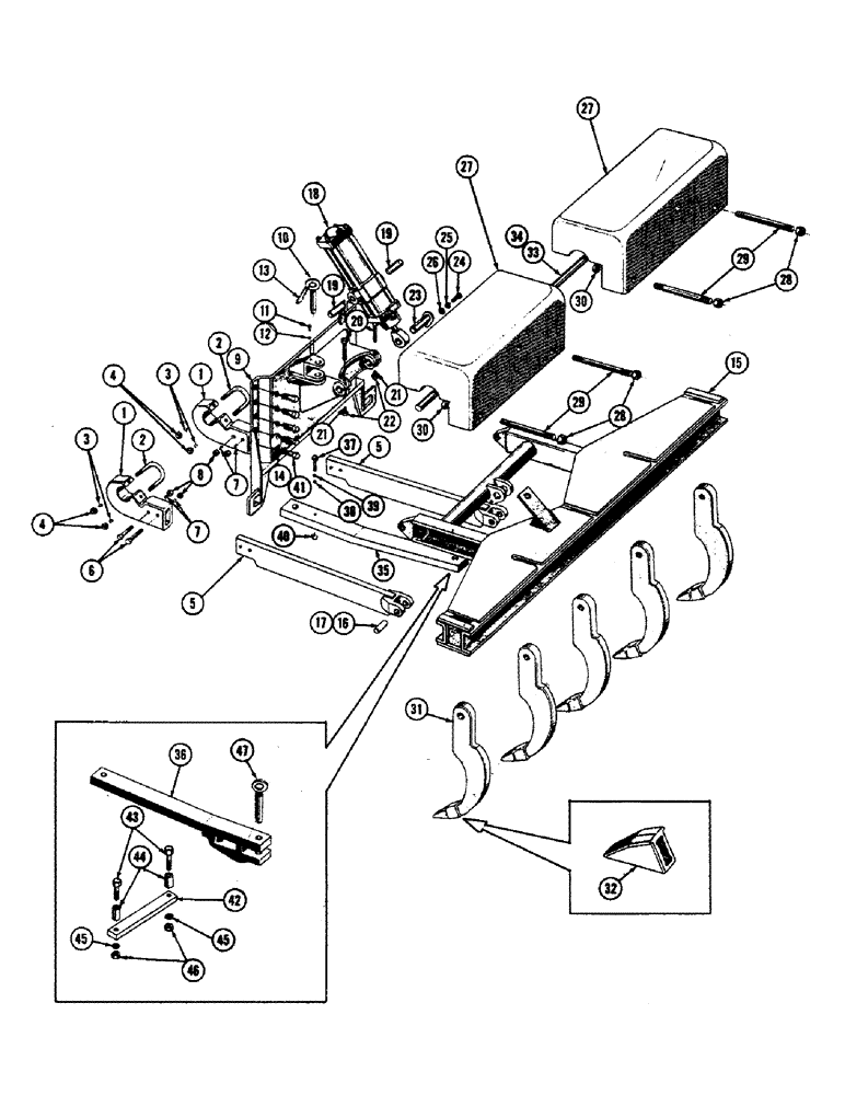 Схема запчастей Case 800 - (248) - SCARIFIER INSTALLATION FRAME, CYLINDER, WEIGHTS (05) - UPPERSTRUCTURE CHASSIS