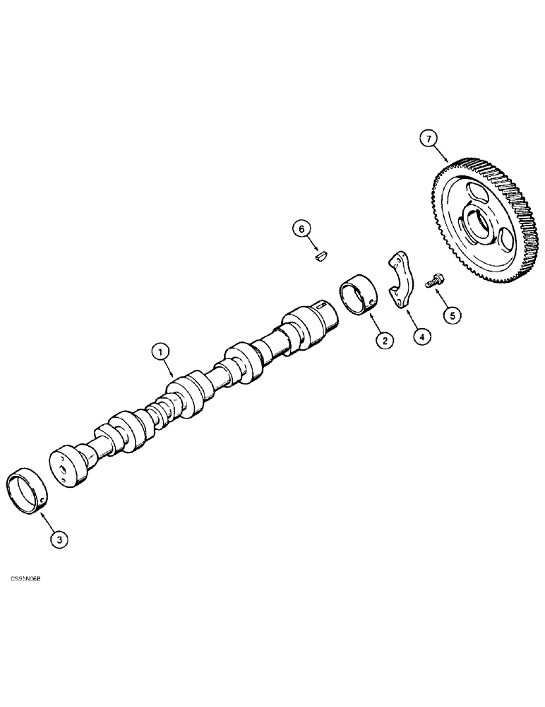 Схема запчастей Case 688BCK - (2-36) - CAMSHAFT, 668B CK (120301-) (01) - ENGINE