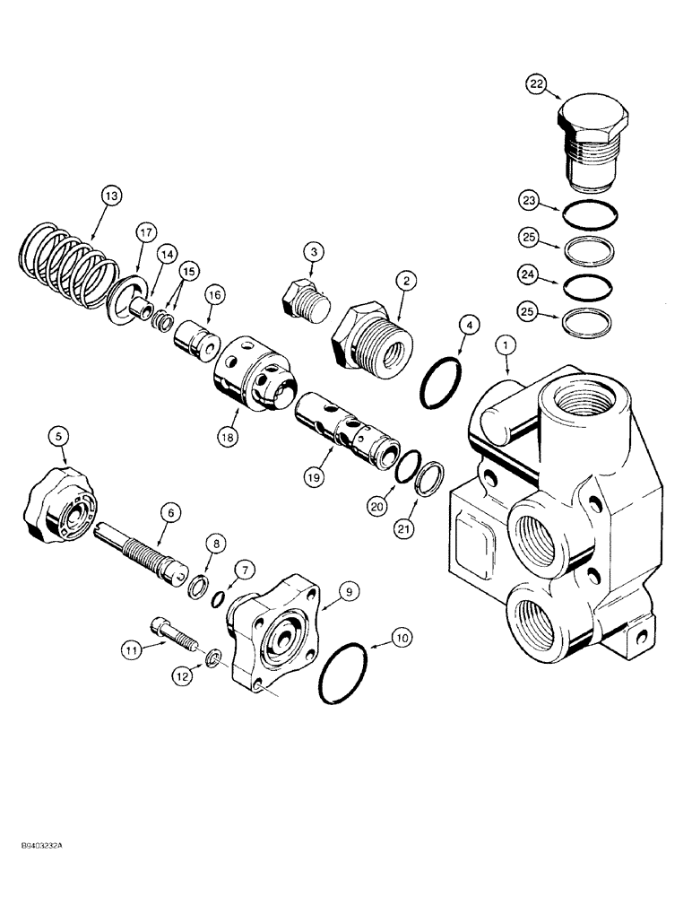 Схема запчастей Case 480F LL - (8-108) - THREE-POINT HITCH CONTROL VALVE, INLET-OUTLET SECTION (08) - HYDRAULICS