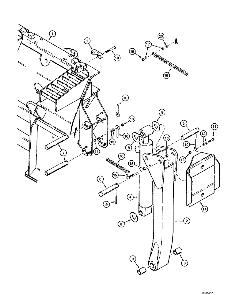Схема запчастей Case 1845C - (09-71) - BACKHOE - STABILIZERS, D100XR (NORTH AMERICA), WITH CESSNA VALVE (09) - CHASSIS/ATTACHMENTS
