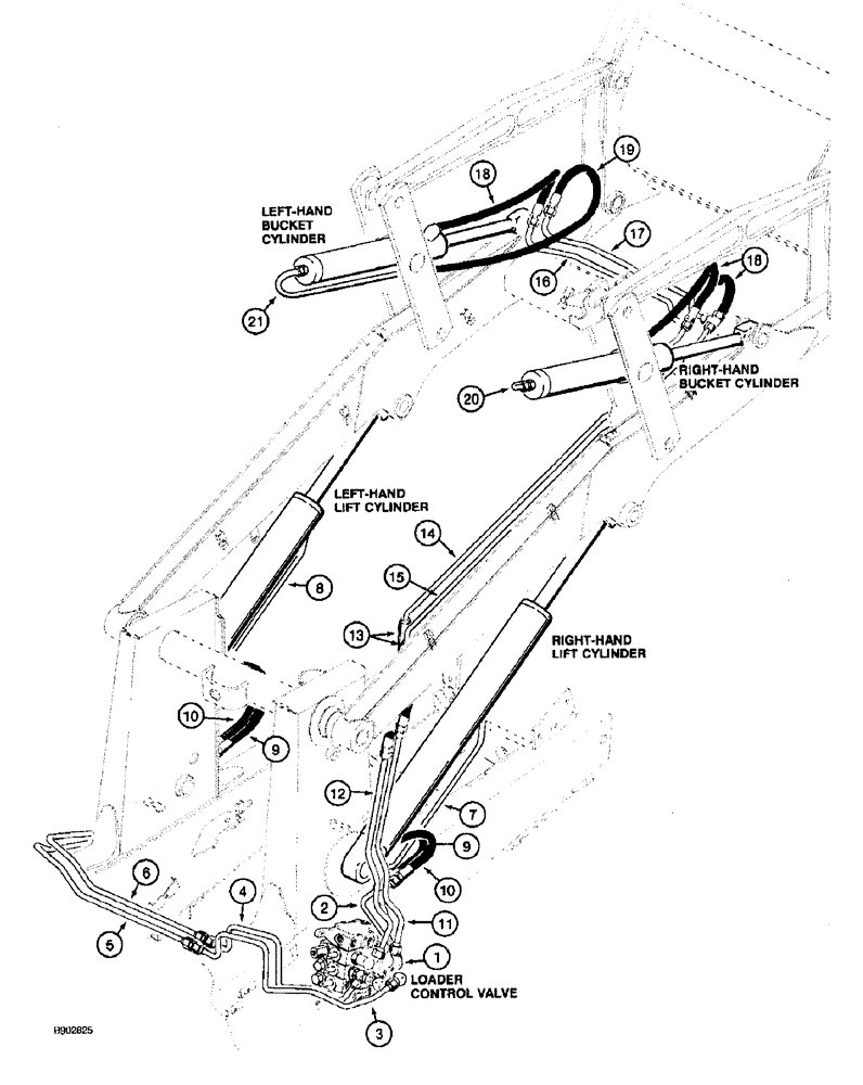 Схема запчастей Case 590 - (1-12) - PICTORIAL INDEX, LOADER HYDRAULICS, LIFT AND BUCKET CYLINDERS (00) - PICTORIAL INDEX