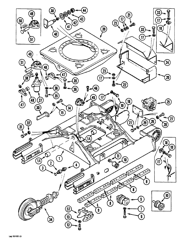Схема запчастей Case 1088 - (5-04) - TURNTABLE LEVELER TRACK FRAME AND UNDERCARRIAGE, P.I.N. FROM 106901 AND AFTER (11) - TRACKS/STEERING
