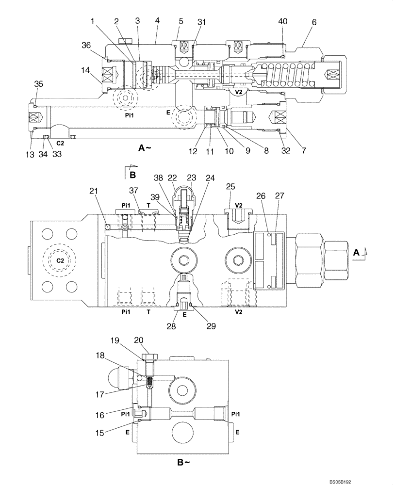 Схема запчастей Case CX225SR - (08-69) - VALVE ASSY, RELIEF - MODELS WITH LOAD HOLD (08) - HYDRAULICS