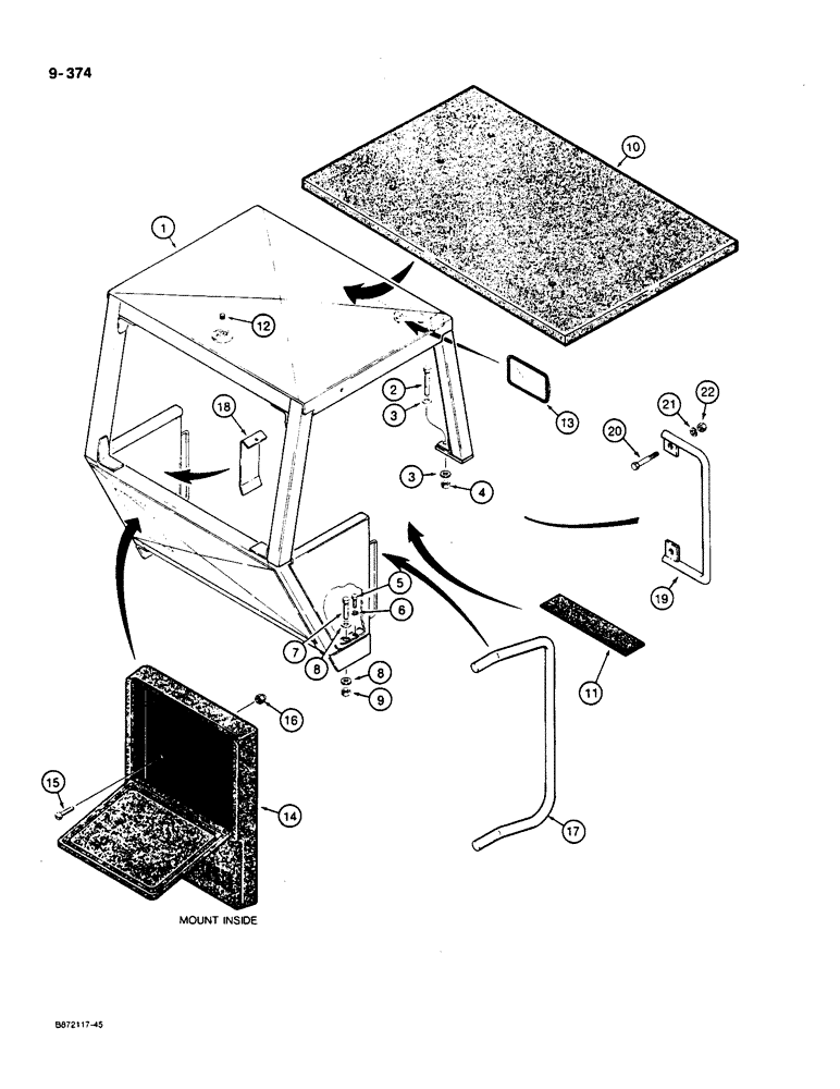 Схема запчастей Case W36 - (9-374) - ROPS CANOPY (09) - CHASSIS/ATTACHMENTS