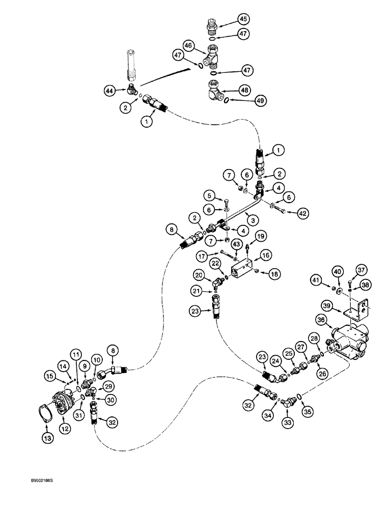 Схема запчастей Case 921 - (7-008) - MAIN BRAKE HYDRAULIC CIRCUIT, RESERVOIR TO PUMP TO ACCUMULATOR VALVE (07) - BRAKES