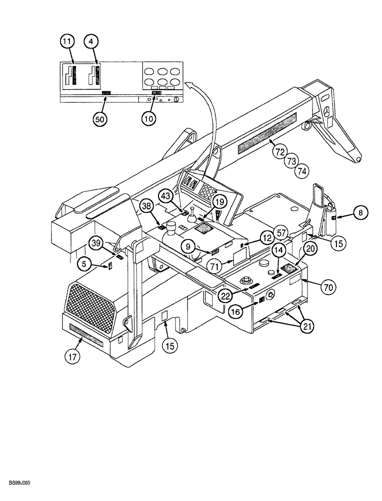 Схема запчастей Case 689G - (09-40) - DECALS (09) - CHASSIS