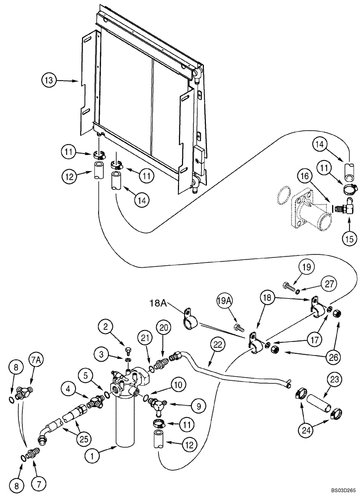 Схема запчастей Case 580SM - (08-03) - HYDRAULICS - COOLER, RETURN LINES AND FILTER (08) - HYDRAULICS