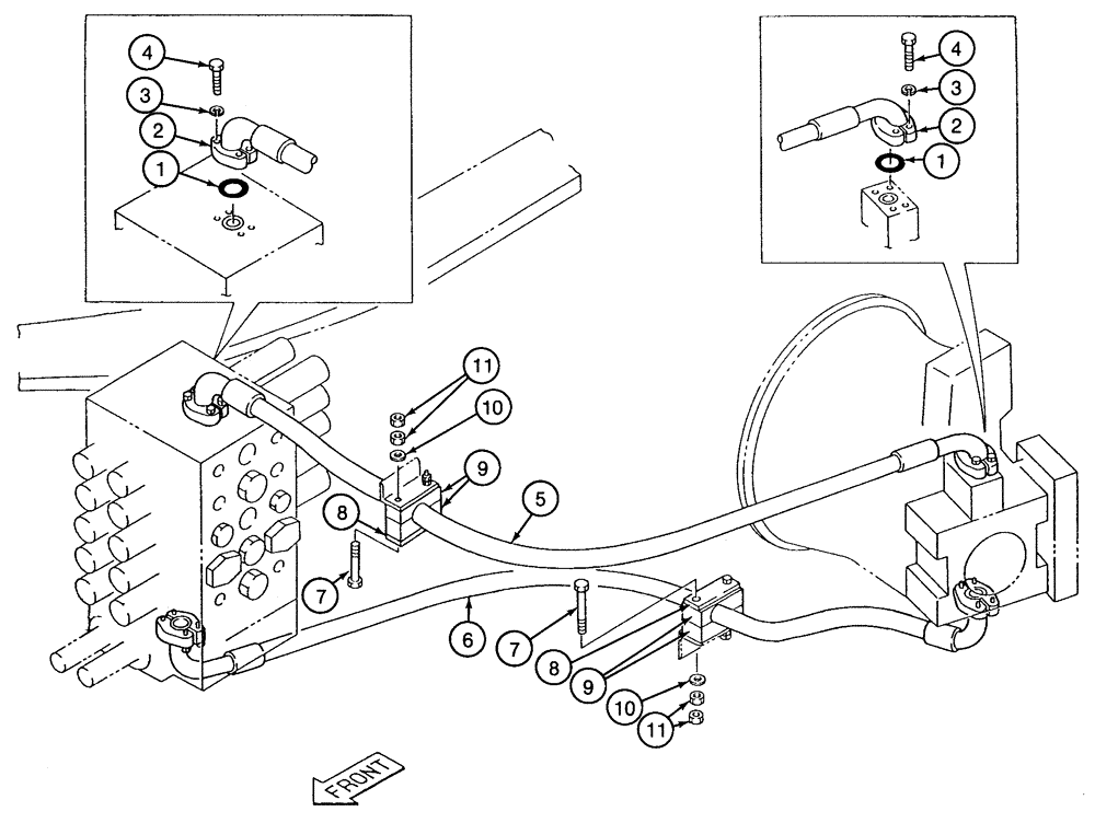 Схема запчастей Case 9060 - (8-008) - BASIC HYDRAULIC CIRCUIT, PUMP TO VALVE (08) - HYDRAULICS
