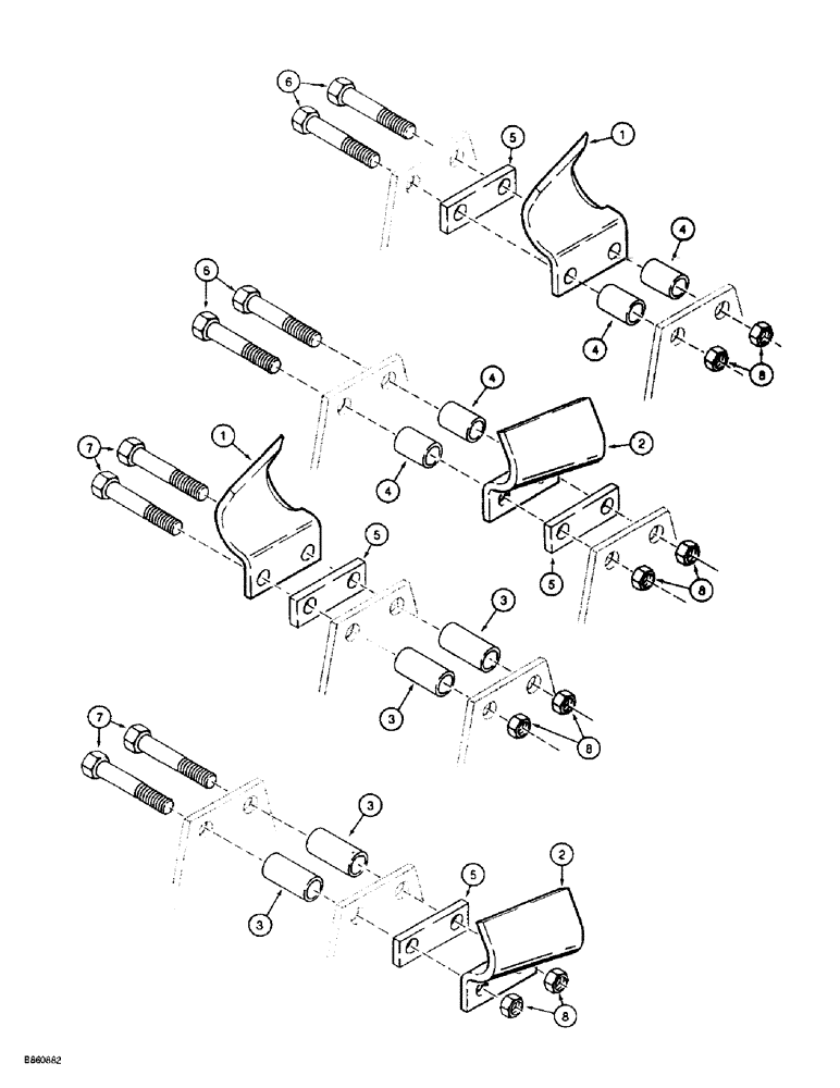 Схема запчастей Case 560 - (9-084) - STANDARD DIGGING TEETH, 50,000 POUND CHAINLINE (09) - CHASSIS/ATTACHMENTS