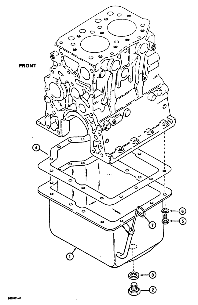Схема запчастей Case CASE - (2-20) - OIL PAN AND DIPSTICK (02) - ENGINE