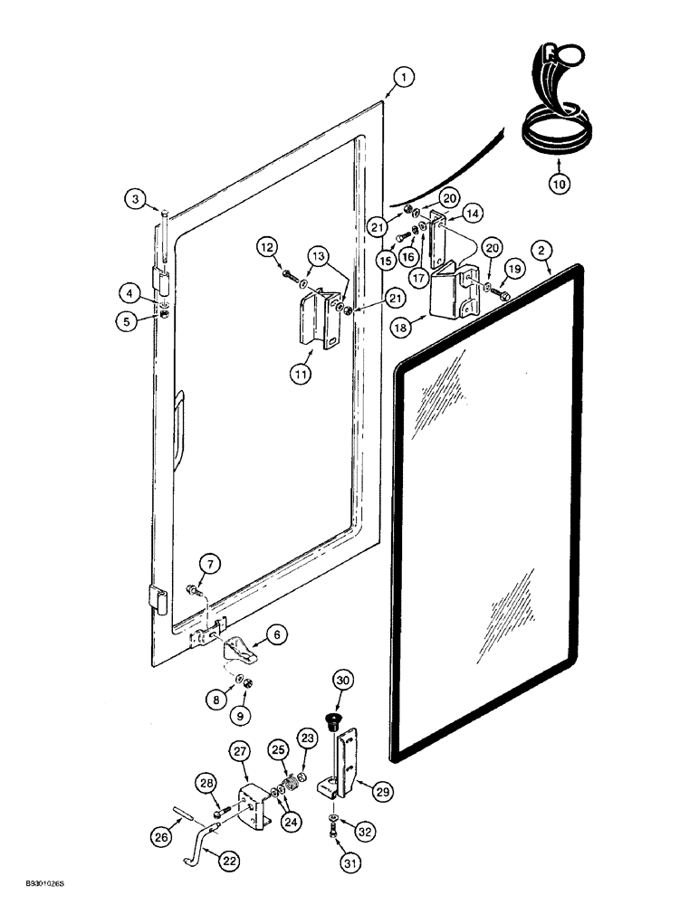 Схема запчастей Case 621B - (9-066) - RIGHT-HAND CAB WINDOW (09) - CHASSIS/ATTACHMENTS