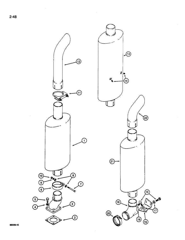Схема запчастей Case W14B - (2-48) - MUFFLER AND EXHAUST SYSTEM, SPARK ARRESTER MUFFLER, MUFFLER (02) - ENGINE