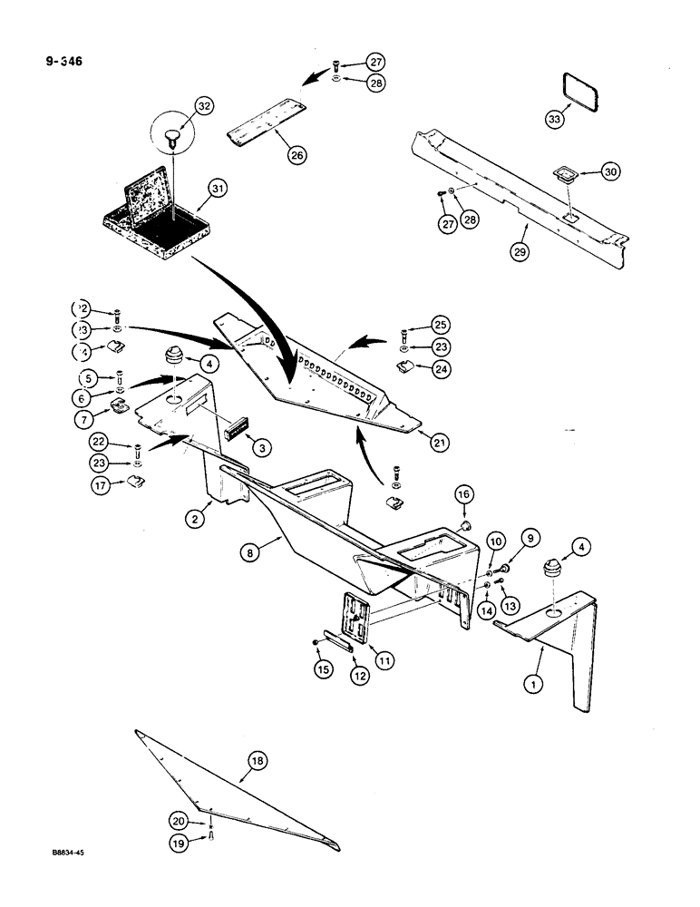Схема запчастей Case W36 - (9-346) - CAB CLOSURE PARTS (09) - CHASSIS/ATTACHMENTS