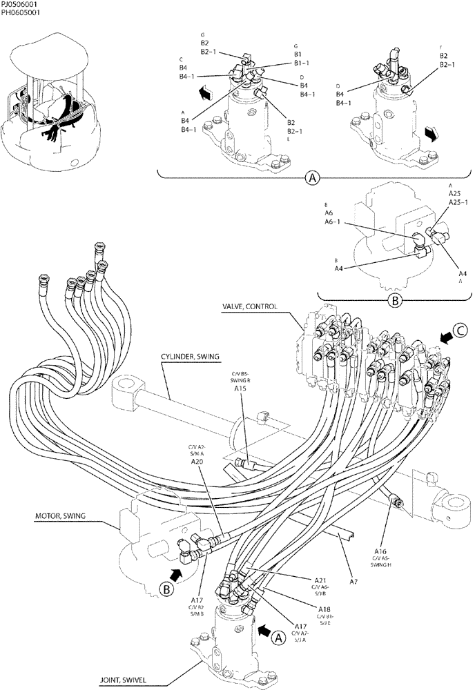 Схема запчастей Case CX50B - (01-027) - HYD LINES, UPP (35) - HYDRAULIC SYSTEMS
