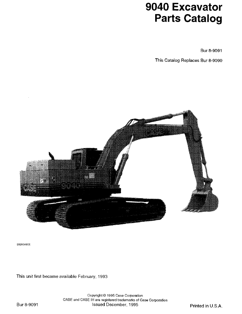Схема запчастей Case 9040 - (1-1) - 9040 EXCAVATOR PARTS CATALOG (00) - PICTORIAL INDEX