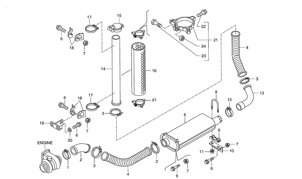 Схема запчастей Case 340 - (08A00000650[001]) - ENGINE EXHAUST (10) - ENGINE