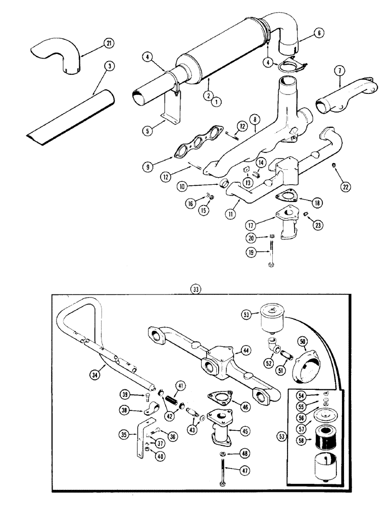 Схема запчастей Case W10C - (010) - MANIFOLDS AND MUFFLER, (377) SPARK IGNITION ENGINE (02) - ENGINE