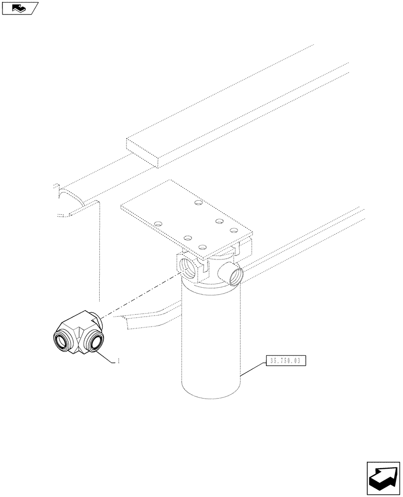 Схема запчастей Case 590SN - (35.726.63) - FITTING INSTALL - NO BACKHOE AUX (35) - HYDRAULIC SYSTEMS