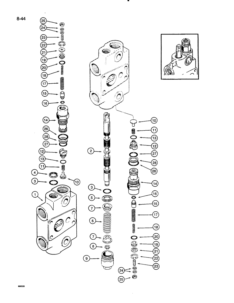 Схема запчастей Case 35C - (8-44) - BACKHOE CONTROL VALVE, DIPPER AND BUCKET SECTION (08) - HYDRAULICS