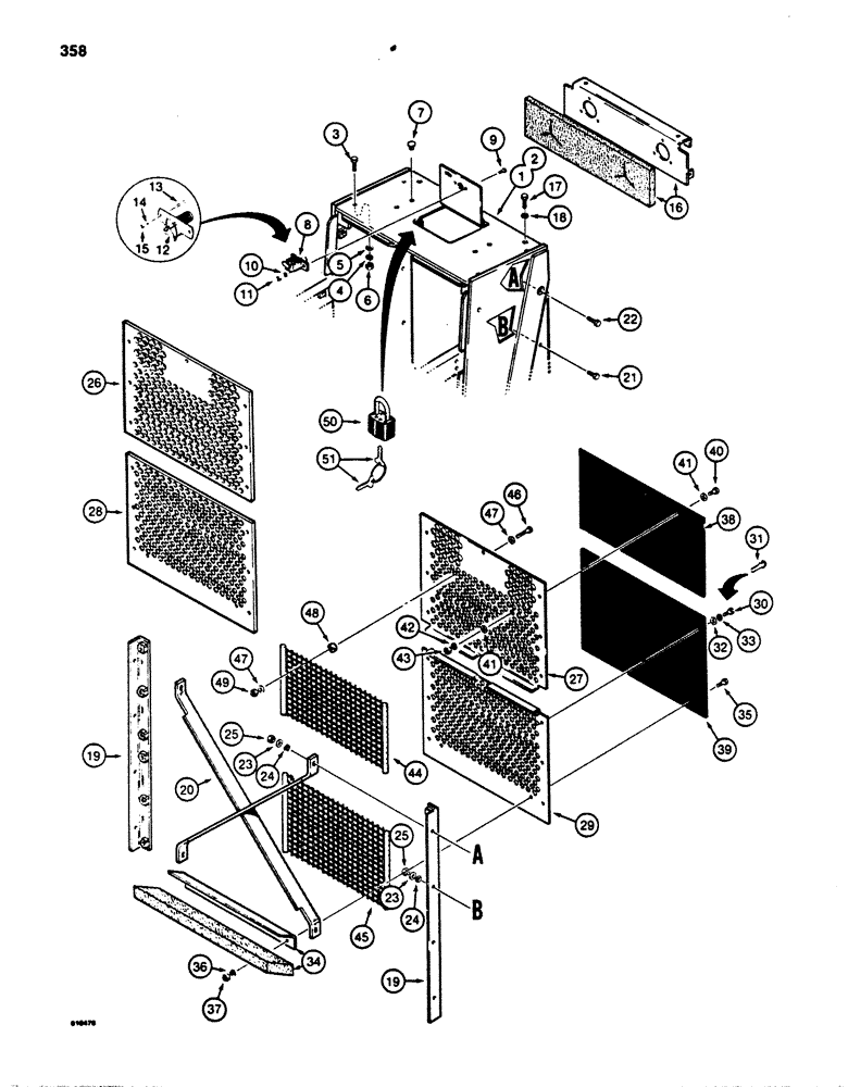 Схема запчастей Case 850B - (358) - GRILLE AND RADIATOR GUARDS (05) - UPPERSTRUCTURE CHASSIS