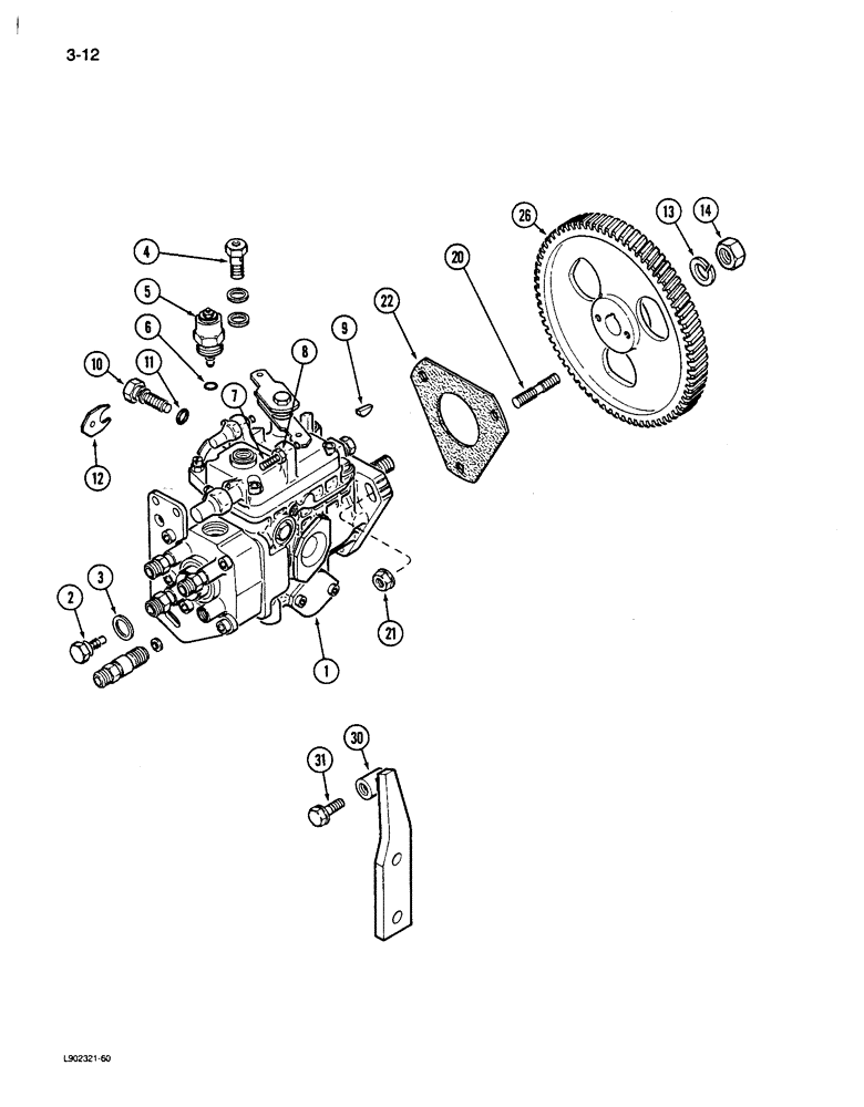 Схема запчастей Case 650 - (3-12) - FUEL INJECTION PUMP AND DRIVE, 4T-390 ENGINE (03) - FUEL SYSTEM