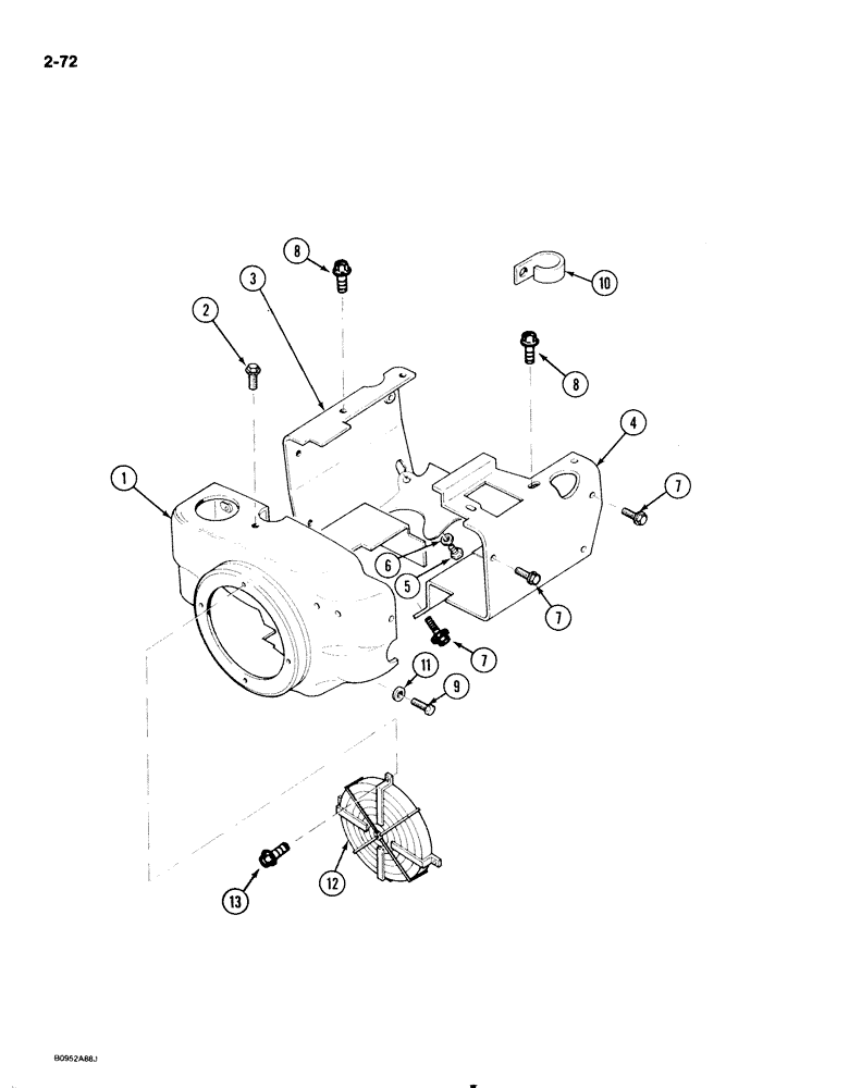 Схема запчастей Case 1818 - (2-072) - BLOWER HOUSING, GASOLINE MODELS (02) - ENGINE