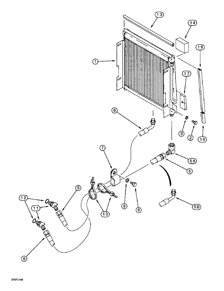 Схема запчастей Case 580L - (6-021A) - TRANSMISSION COOLING SYSTEM, USED WITH P/N 239739A1 HEAVY DUTY RADIATOR ASSYEMBLY (06) - POWER TRAIN