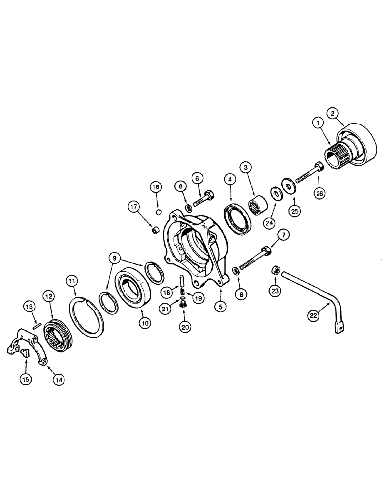 Схема запчастей Case 580SK - (6-70) - TRANSAXLE SHIFT MECHANISM OUTPUT SHAFT - MFD (06) - POWER TRAIN