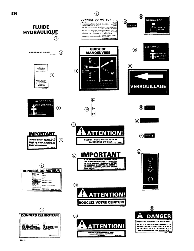 Схема запчастей Case 580C - (536) - FRENCH LANGUAGE DECALS (09) - CHASSIS/ATTACHMENTS
