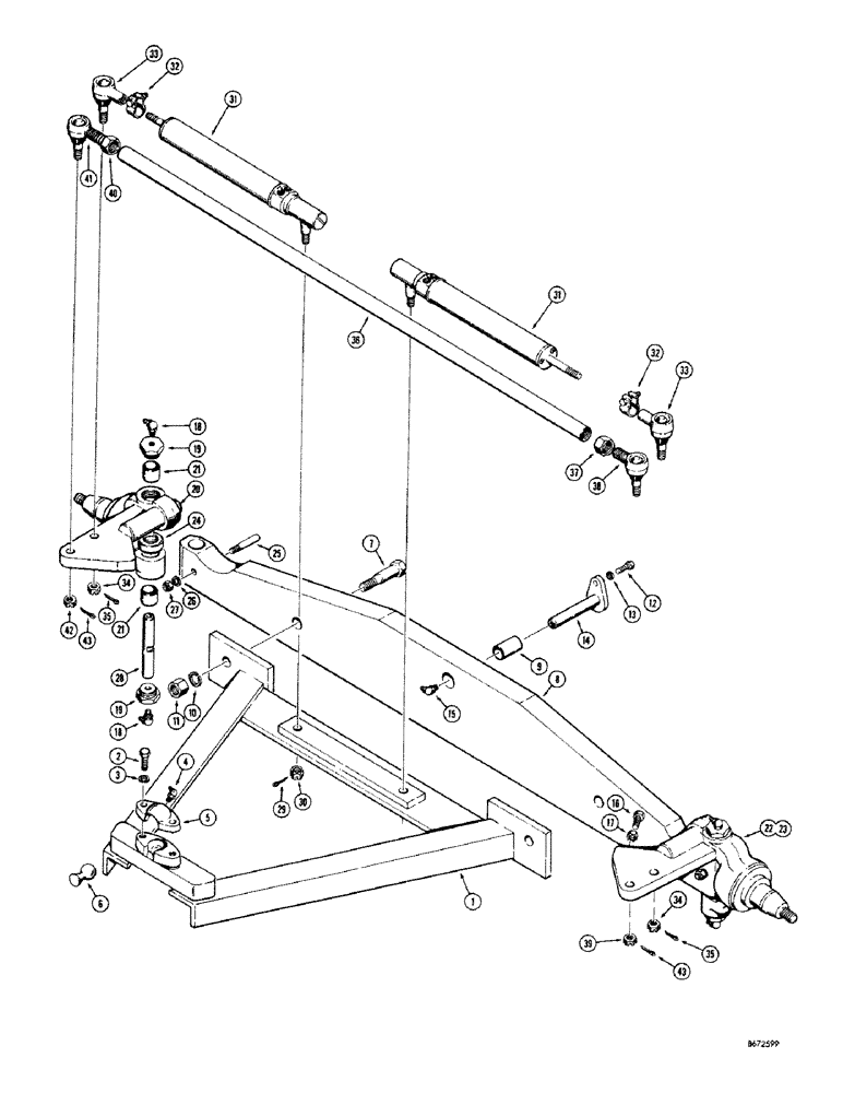 Схема запчастей Case 680CK - (114) - FRONT AXLE, SPINDLES AND TIE RODS (25) - FRONT AXLE SYSTEM