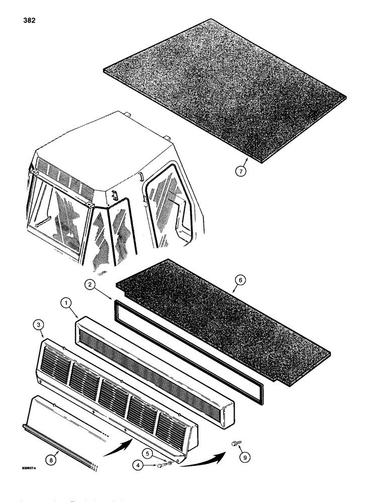Схема запчастей Case 680H - (382) - CAB AIR FILTER AND ROOF INSULATION (09) - CHASSIS/ATTACHMENTS