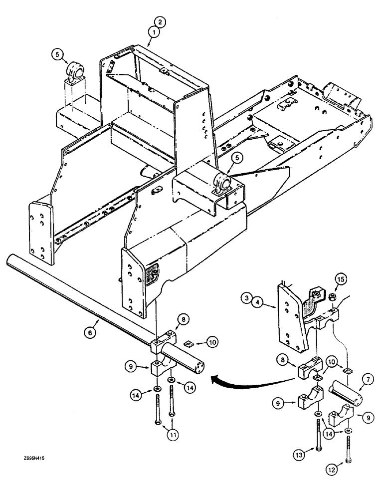 Схема запчастей Case 1150E - (9-036) - MAIN FRAME AND PIVOT SHAFT, DOZER AND DRAWBAR MODELS (09) - CHASSIS/ATTACHMENTS