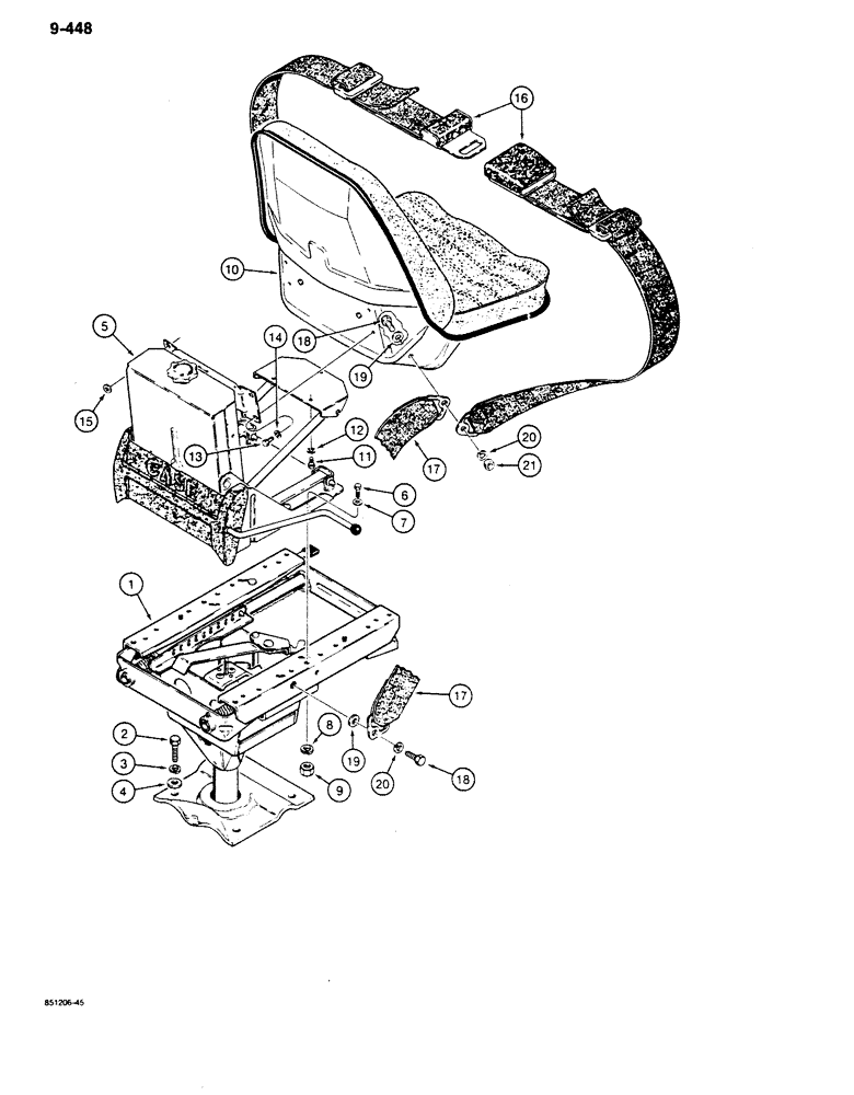Схема запчастей Case 680K - (9-448) - SUSPENSION SEAT AND MOUNTING PARTS (09) - CHASSIS/ATTACHMENTS