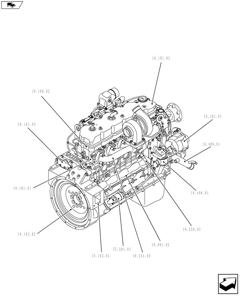 Схема запчастей Case F4HFE613R A004 - (10.000.01[02]) - PICTORIAL INDEX - ENGINE (10) - ENGINE