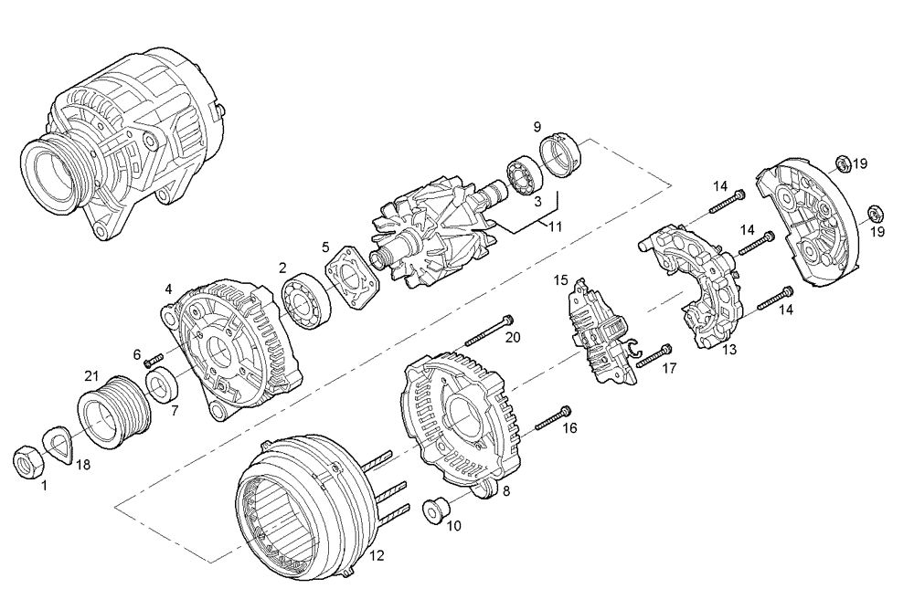 Схема запчастей Case F4GE9454K J604 - (4030.007) - GENERATOR (COMPONENTS) 